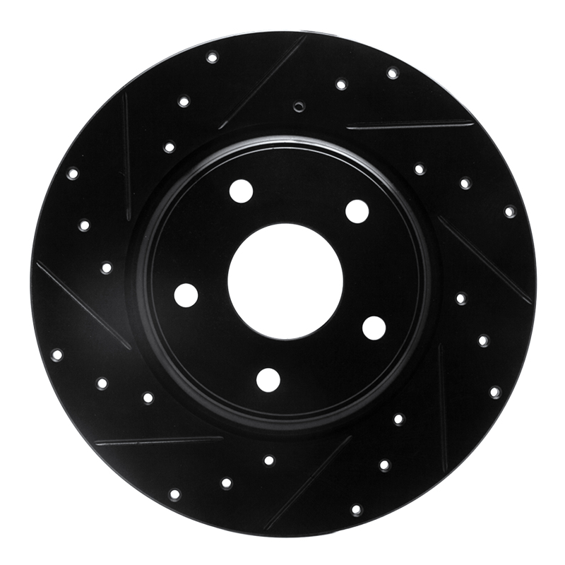 Chrysler Town & Country Brake Rotor (1) - Rear Left - R1 Concepts - Drilled & Slotted - Black - `12-`20